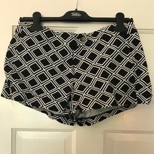 Black and white short shorts